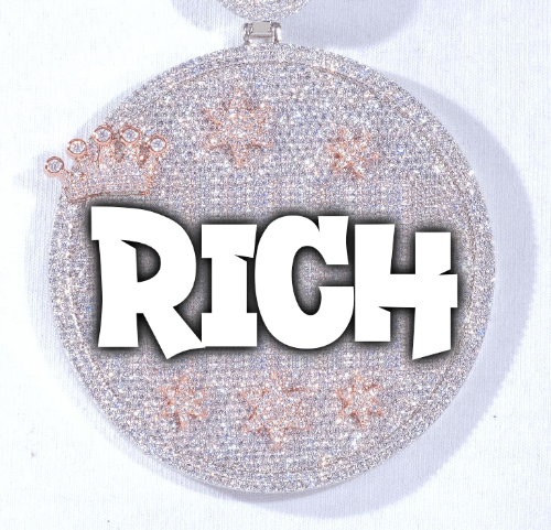 CUSTOM LETTER NECKLACE 3D BIG CROWN DISC