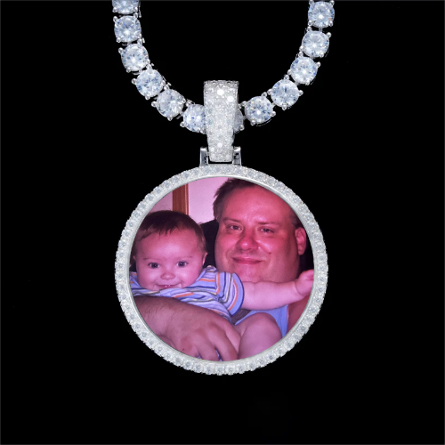925S & VVS Moissanite 3D Circle Custom Picture Pendant