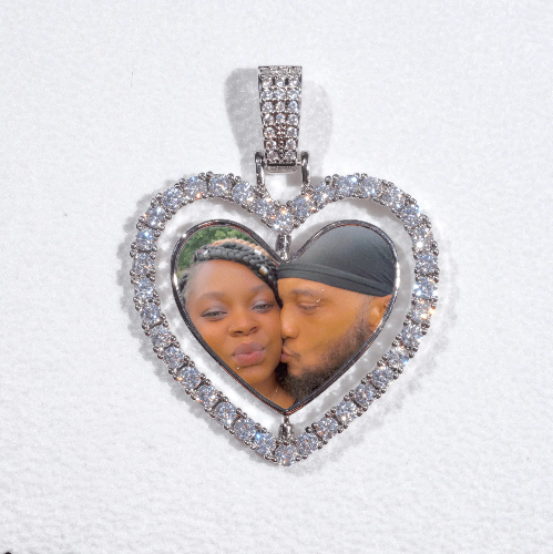 3D Spinning 2-Faced Heart Custom Picture Pendant