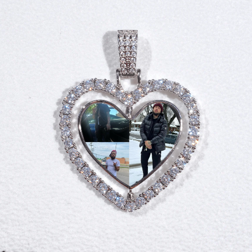 3D Spinning 2-Faced Heart Custom Picture Pendant