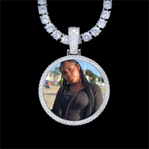 925S & VVS Moissanite 3D Circle Custom Picture Pendant
