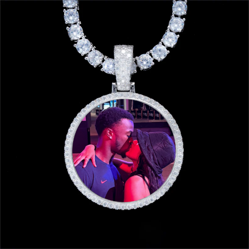 925S & VVS Moissanite 3D Circle Custom Picture Pendant