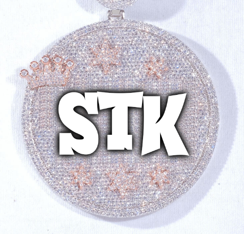 CUSTOM LETTER NECKLACE 3D BIG CROWN DISC