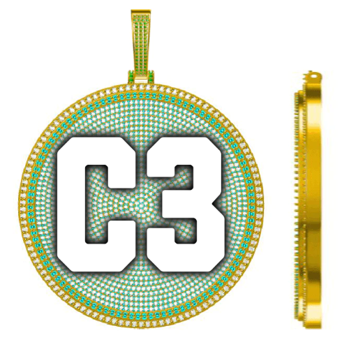 CUSTOM LETTER NECKLACE 3D BIG DISC