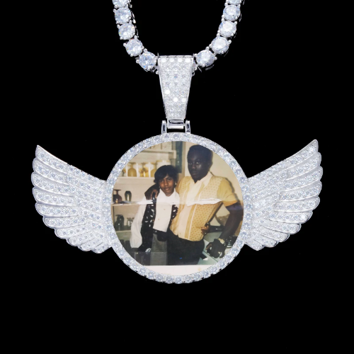 925S & VVS Moissanite 3D Wing Custom Picture Pendant