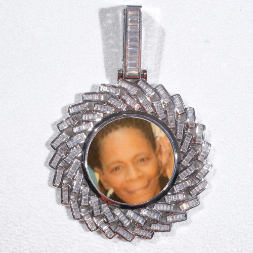 Large 3D Baguette Custom Picture Pendant