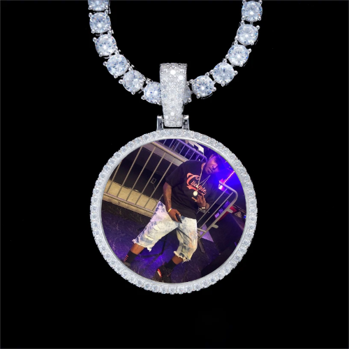 925S & VVS Moissanite 3D Circle Custom Picture Pendant