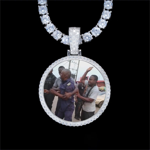 925S & VVS Moissanite 3D Circle Custom Picture Pendant