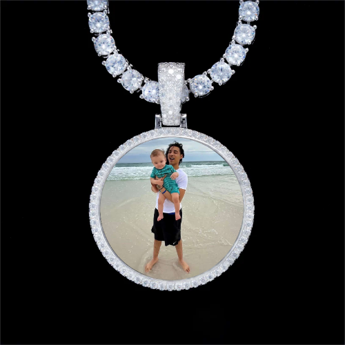 925S & VVS Moissanite 3D Circle Custom Picture Pendant