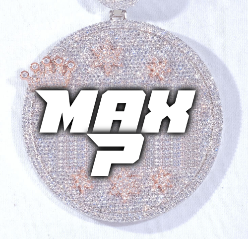 CUSTOM LETTER NECKLACE 3D BIG CROWN DISC