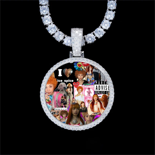 925S & VVS Moissanite 3D Circle Custom Picture Pendant