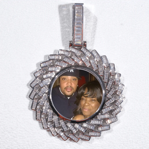 Large 3D Baguette Custom Picture Pendant