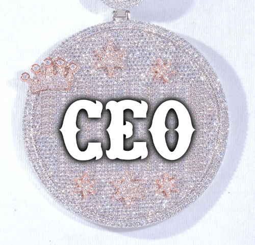 CUSTOM LETTER NECKLACE 3D BIG CROWN DISC