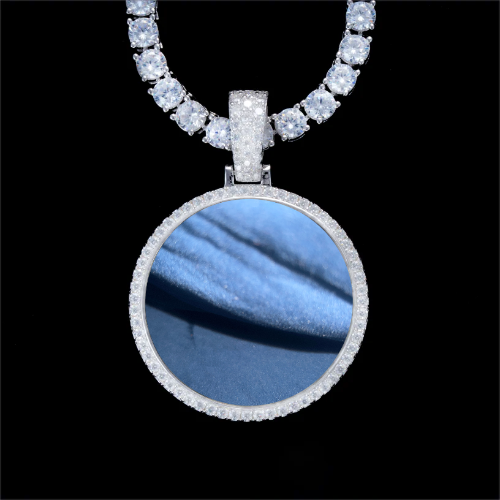 925S & VVS Moissanite 3D Circle Custom Picture Pendant