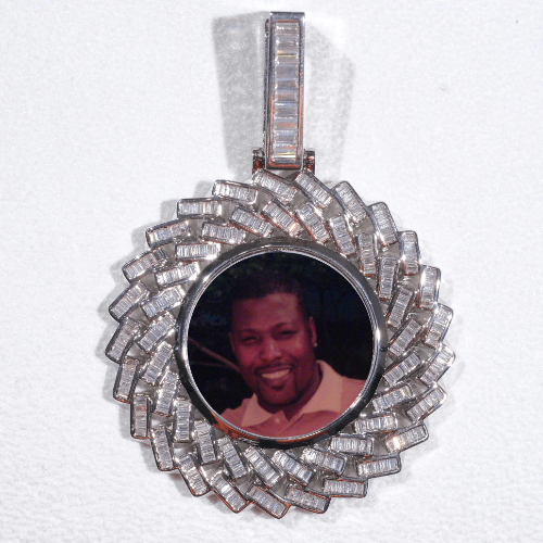 Large 3D Baguette Custom Picture Pendant