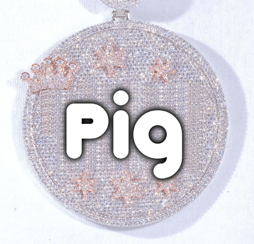 CUSTOM LETTER NECKLACE 3D BIG CROWN DISC