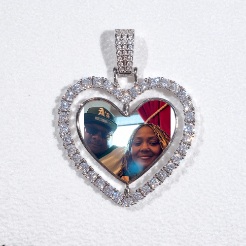 3D Spinning 2-Faced Heart Custom Picture Pendant