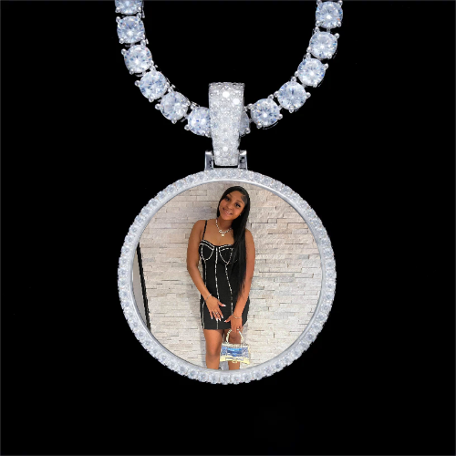 925S & VVS Moissanite 3D Circle Custom Picture Pendant