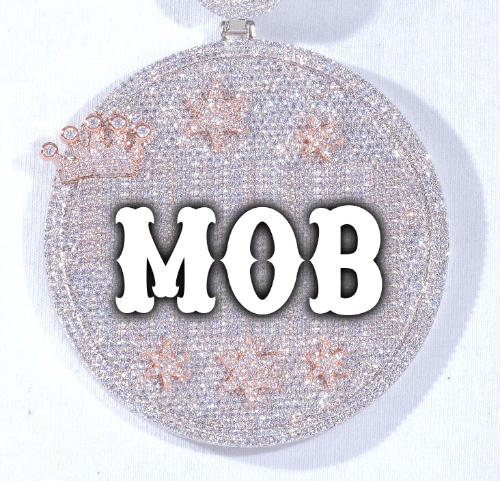 CUSTOM LETTER NECKLACE 3D BIG CROWN DISC