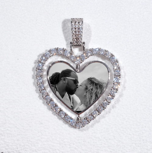 3D Spinning 2-Faced Heart Custom Picture Pendant