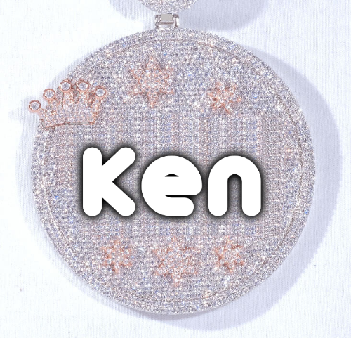 CUSTOM LETTER NECKLACE 3D BIG CROWN DISC