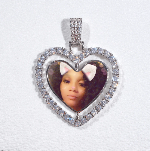 3D Spinning 2-Faced Heart Custom Picture Pendant