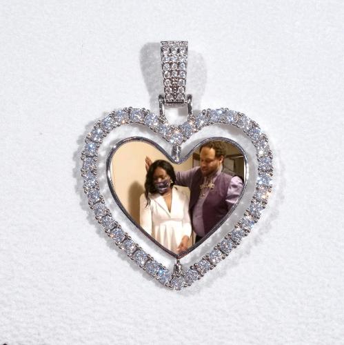 3D Spinning 2-Faced Heart Custom Picture Pendant