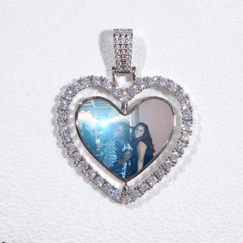3D Spinning 2-Faced Heart Custom Picture Pendant