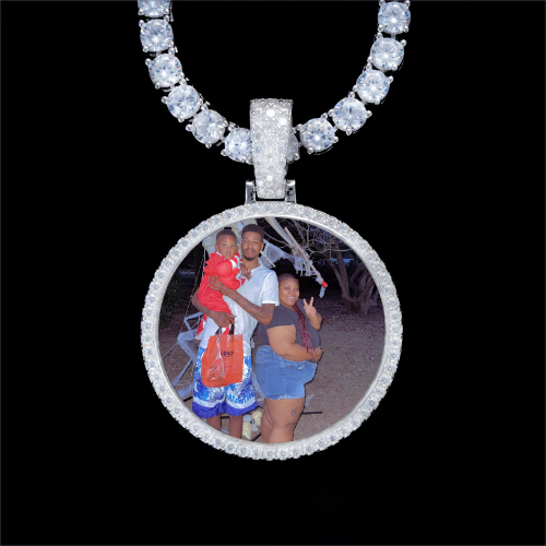 925S & VVS Moissanite 3D Circle Custom Picture Pendant