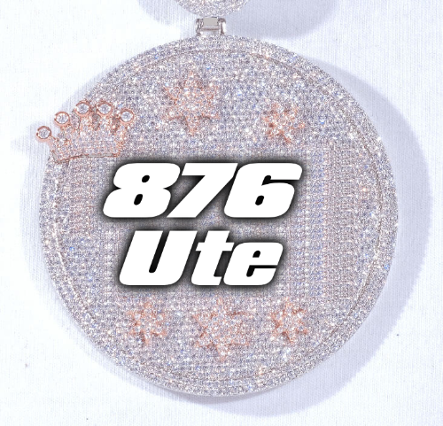CUSTOM LETTER NECKLACE 3D BIG CROWN DISC