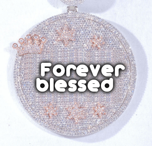 CUSTOM LETTER NECKLACE 3D BIG CROWN DISC
