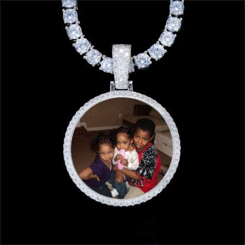 925S & VVS Moissanite 3D Circle Custom Picture Pendant