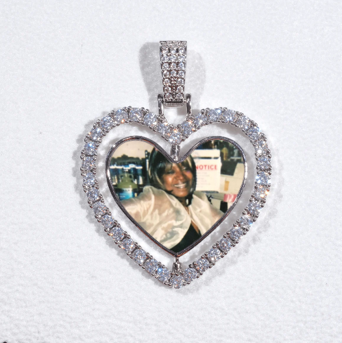 3D Spinning 2-Faced Heart Custom Picture Pendant