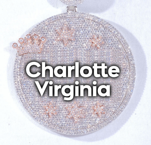 CUSTOM LETTER NECKLACE 3D BIG CROWN DISC
