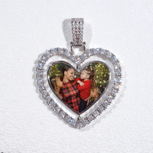 3D Spinning 2-Faced Heart Custom Picture Pendant