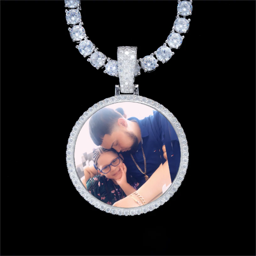 925S & VVS Moissanite 3D Circle Custom Picture Pendant