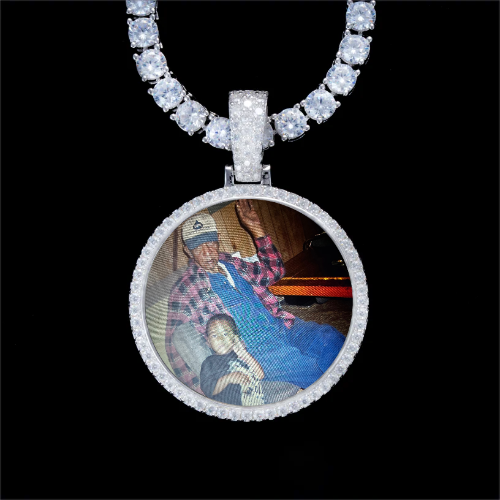 925S & VVS Moissanite 3D Circle Custom Picture Pendant