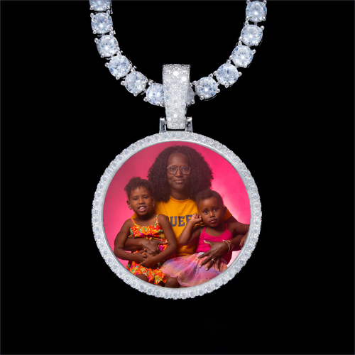 925S & VVS Moissanite 3D Circle Custom Picture Pendant