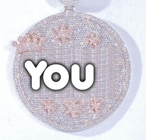 CUSTOM LETTER NECKLACE 3D BIG CROWN DISC