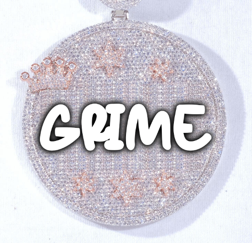 CUSTOM LETTER NECKLACE 3D BIG CROWN DISC