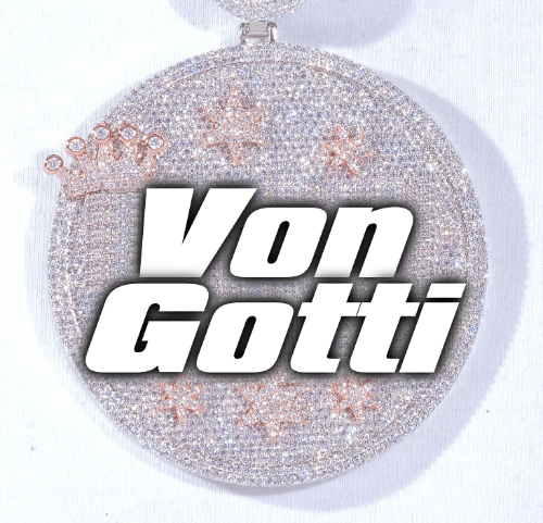 CUSTOM LETTER NECKLACE 3D BIG CROWN DISC