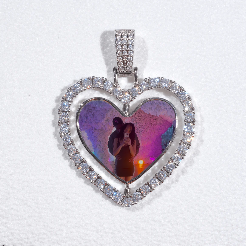 3D Spinning 2-Faced Heart Custom Picture Pendant