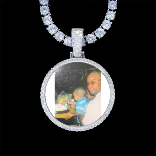925S & VVS Moissanite 3D Circle Custom Picture Pendant