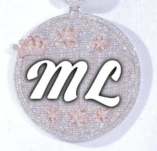 CUSTOM LETTER NECKLACE 3D BIG CROWN DISC