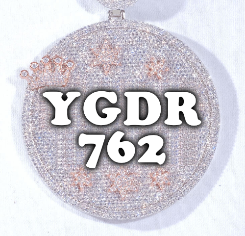 CUSTOM LETTER NECKLACE 3D BIG CROWN DISC