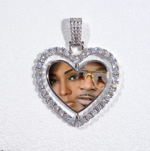 3D Spinning 2-Faced Heart Custom Picture Pendant