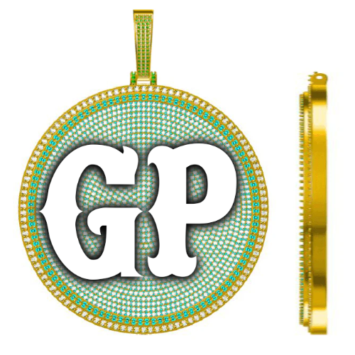 CUSTOM LETTER NECKLACE 3D BIG DISC