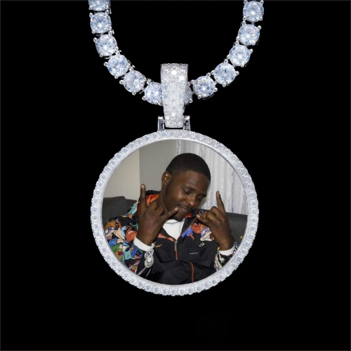 925S & VVS Moissanite 3D Circle Custom Picture Pendant