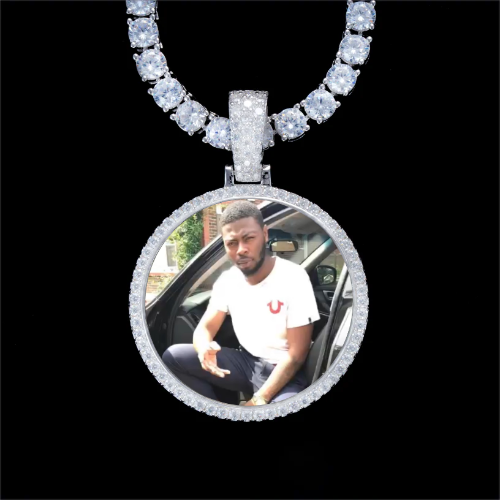 925S & VVS Moissanite 3D Circle Custom Picture Pendant