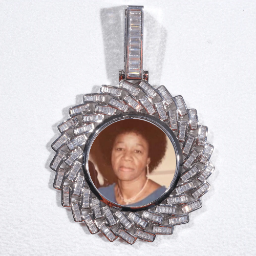 Large 3D Baguette Custom Picture Pendant